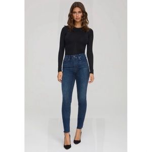 Good American Good Legs High Waist Raw Hem Skinny Jeans 701 Blue 0/25